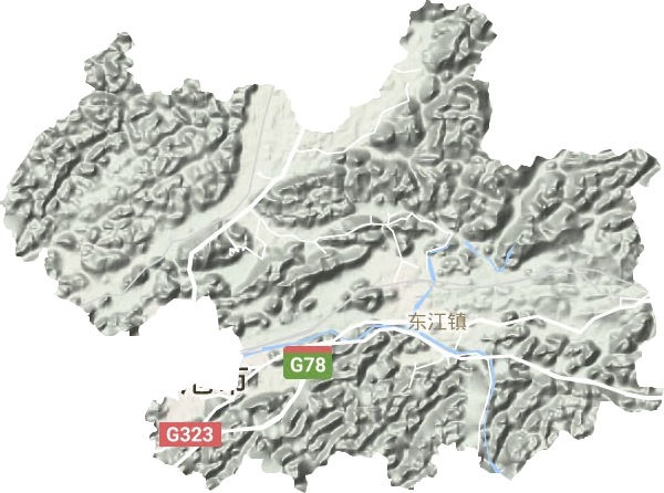 东江镇地形地图
