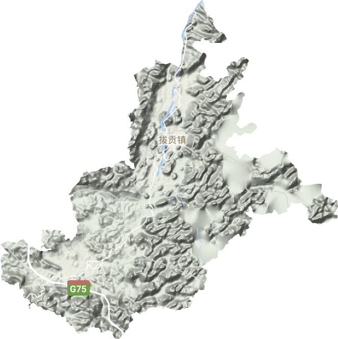 拔贡镇地形地图