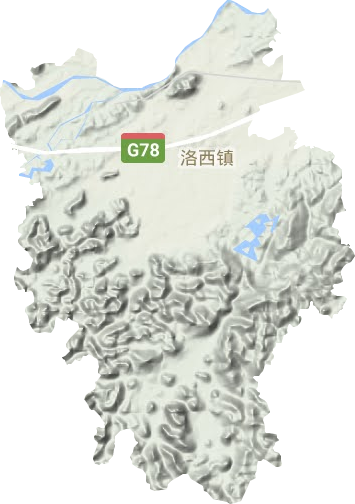 洛西镇地形地图
