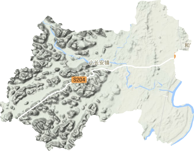 小长安镇地形地图
