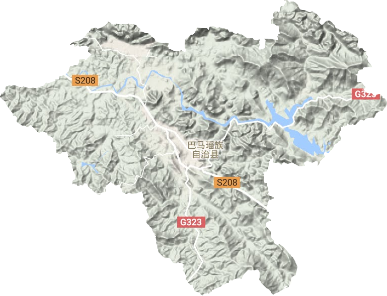巴马镇地形地图