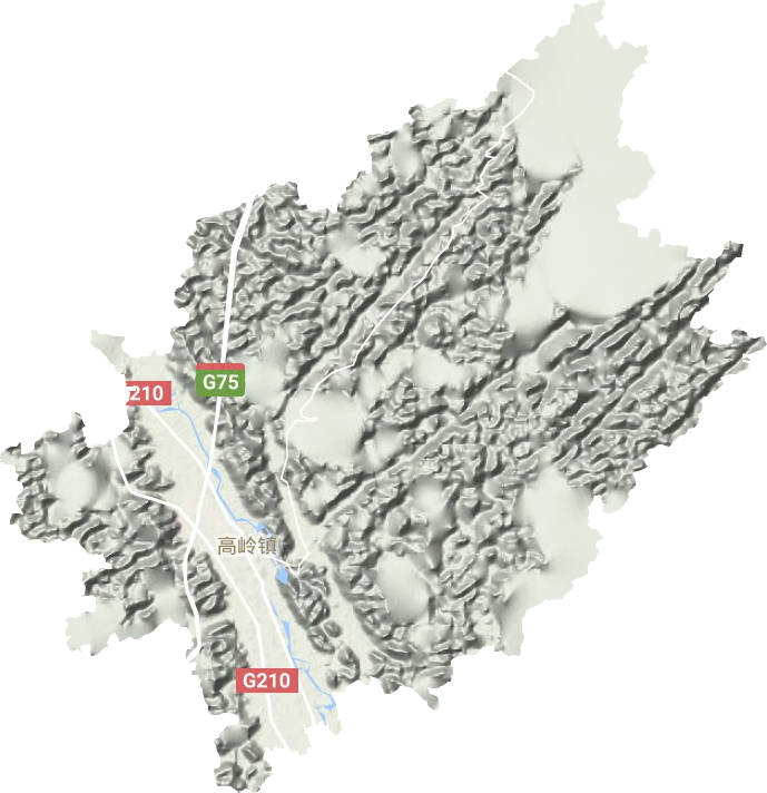 高岭镇地形地图