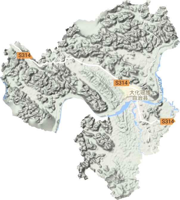 大化镇地形地图