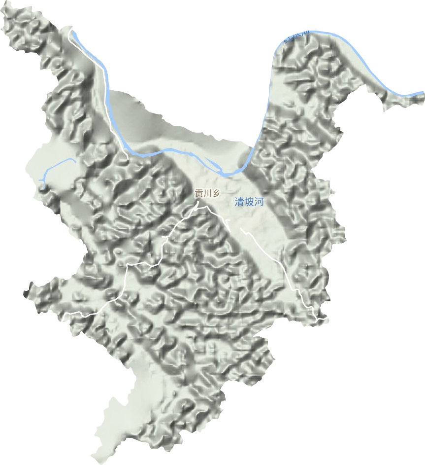 贡川乡地形地图