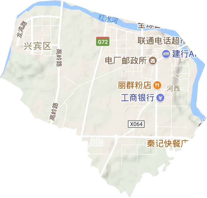 河西街道地形地图
