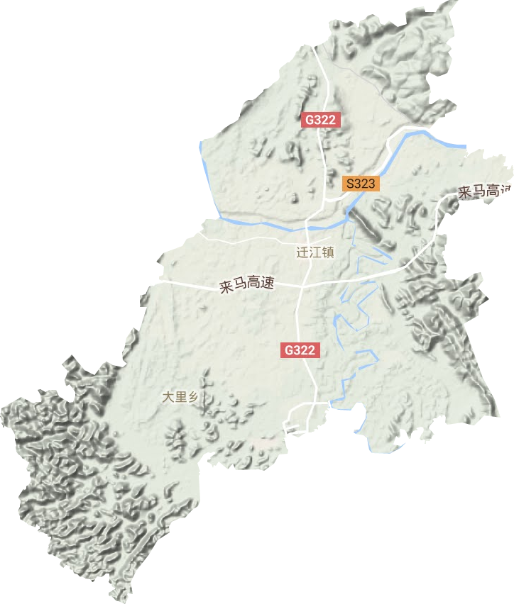 迁江镇地形地图