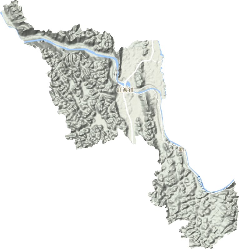 红渡镇地形地图