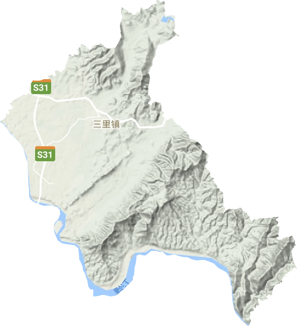 三里镇地形地图