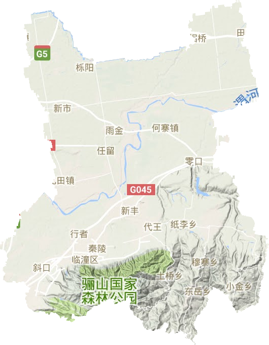临潼区地形地图