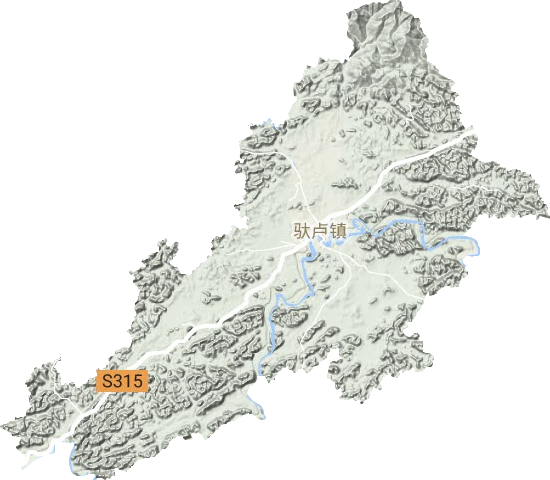 驮卢镇地形地图