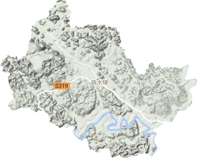 响水镇地形地图