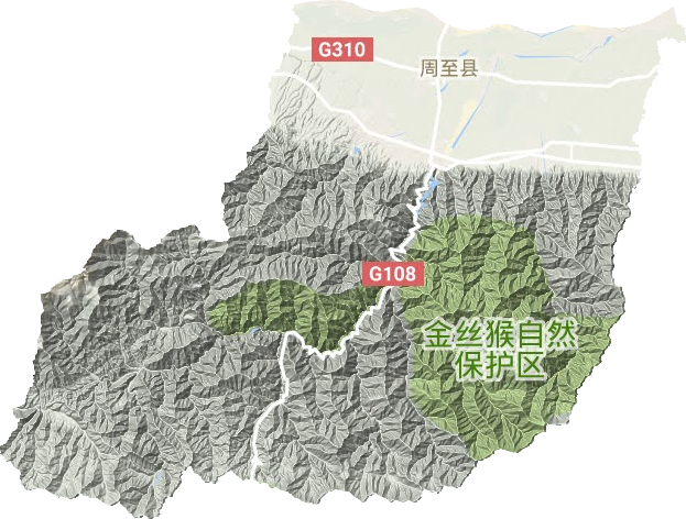周至县地形地图