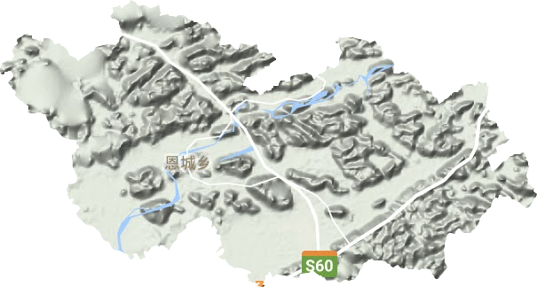恩城乡地形地图