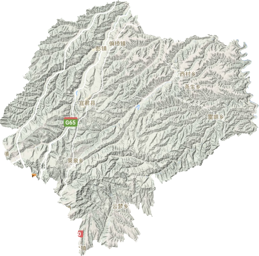 宜君县地形地图