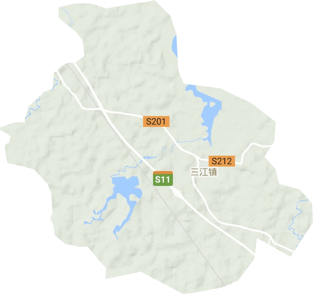 三江镇地形地图