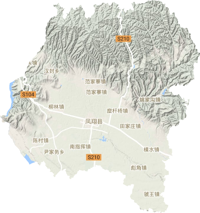 凤翔区地形地图