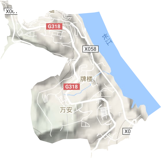 牌楼街道地形地图