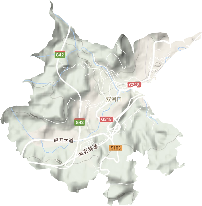 双河口街道地形地图