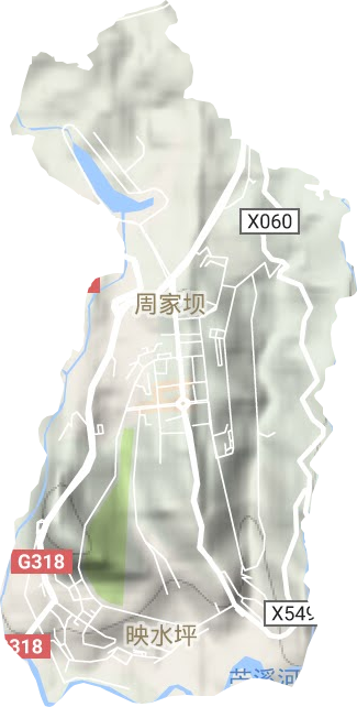 周家坝街道地形地图