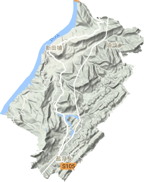 新田镇地形地图