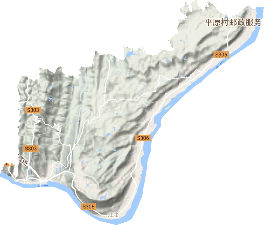 江北街道地形地图