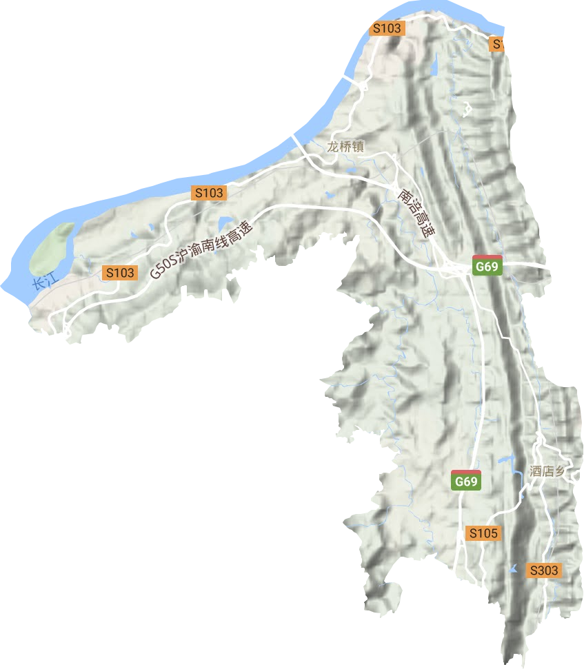 龙桥街道地形地图