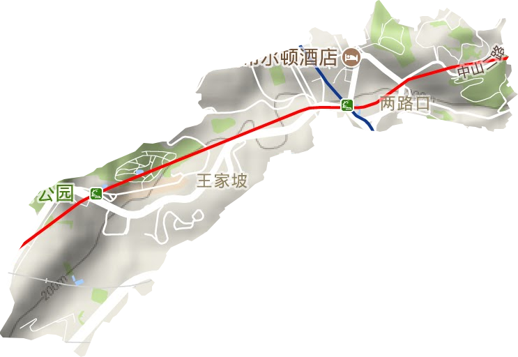 两路口街道地形地图
