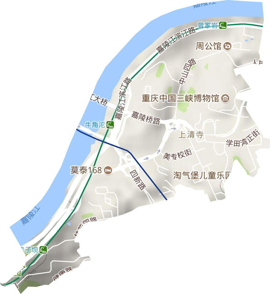 上清寺街道地形地图