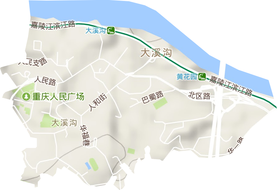 大溪沟街道地形地图