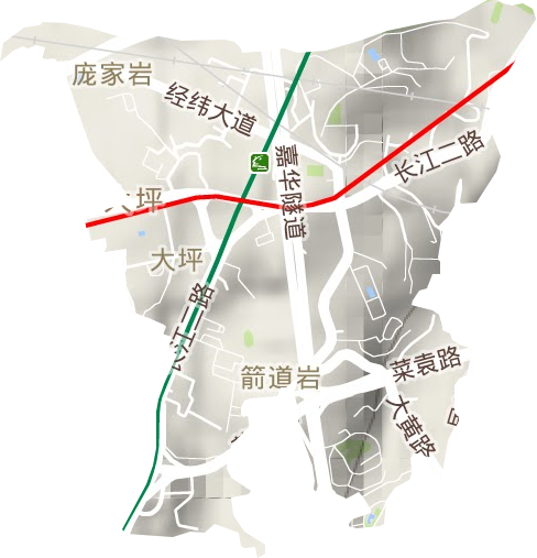 大坪街道地形地图