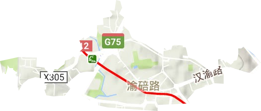 渝碚路街道地形地图