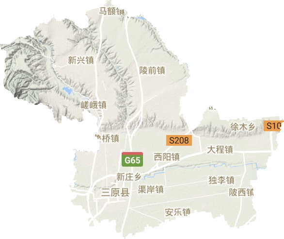三原县地形地图