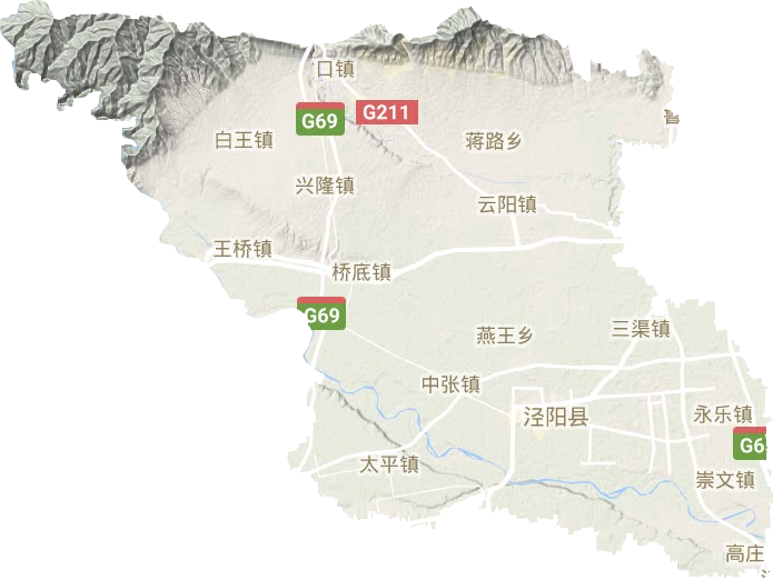 泾阳县地形地图