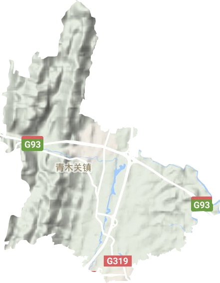 青木关镇地形地图