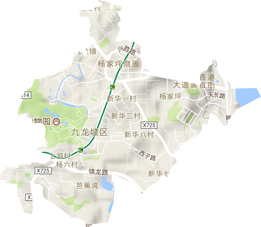杨家坪街道地形地图