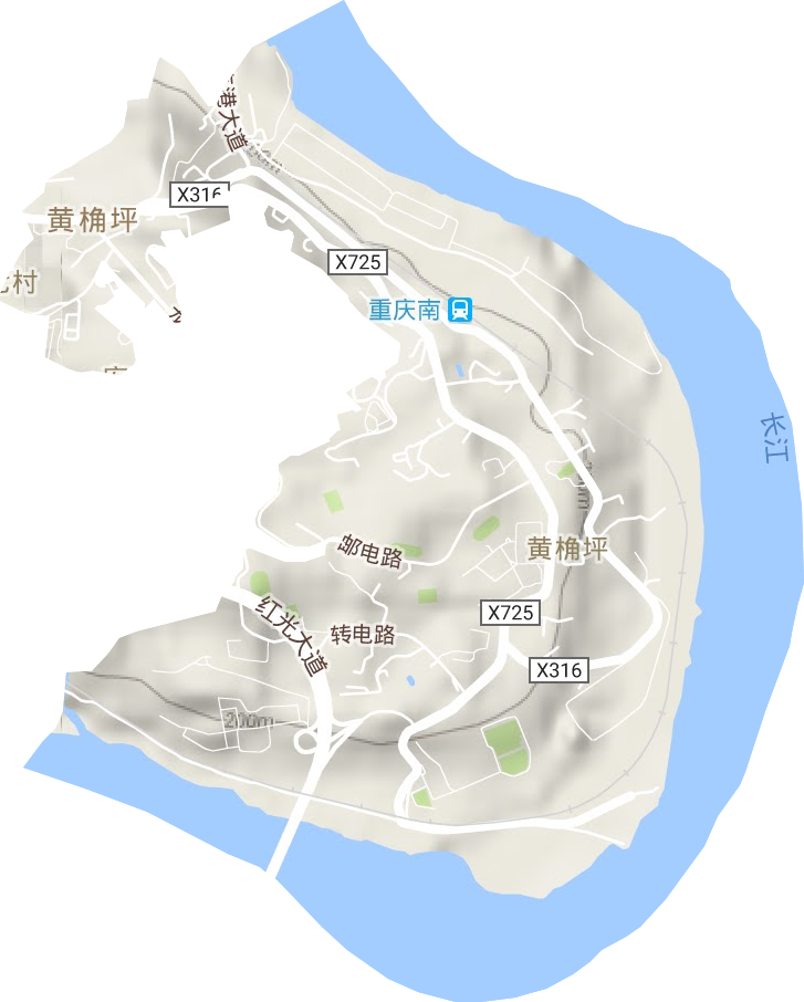 黄桷坪街道地形地图