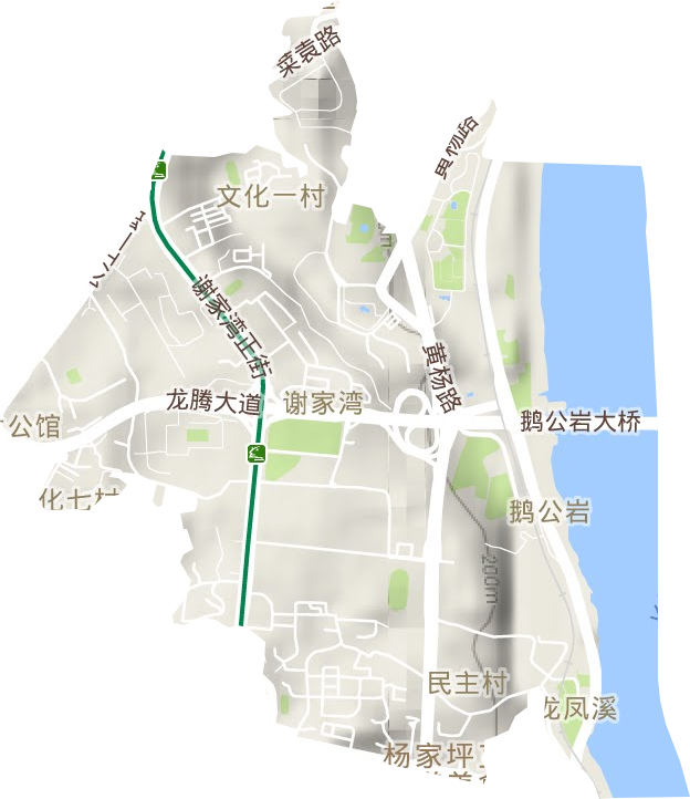谢家湾街道地形地图