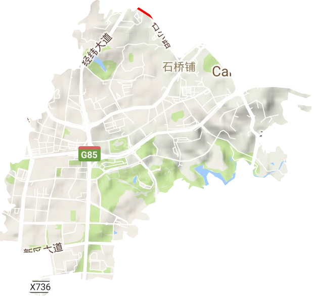 石桥铺街道地形地图