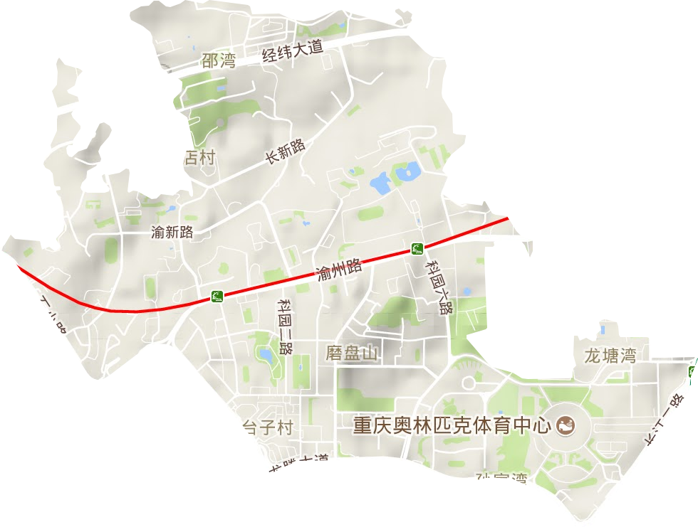渝州路街道地形地图