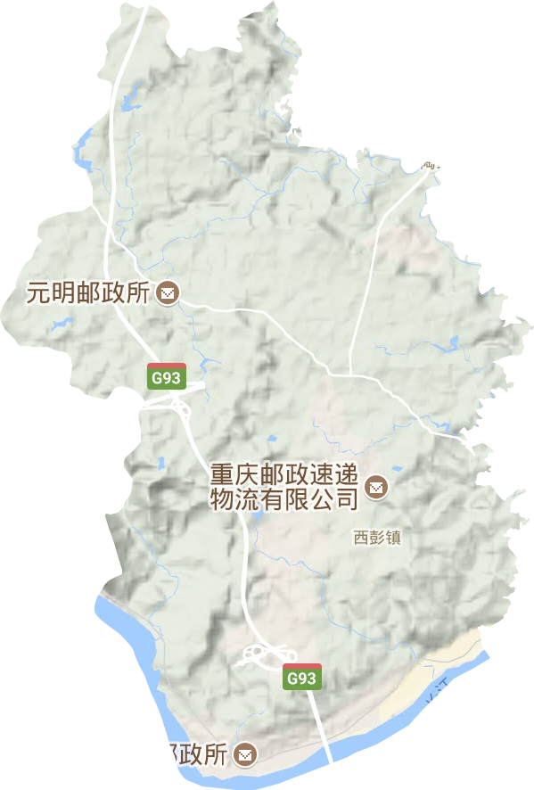 西彭镇地形地图