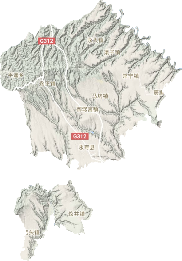 永寿县地形地图