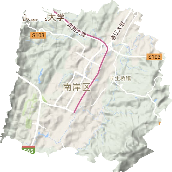 长生桥镇地形地图