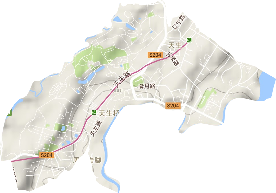 天生街道地形地图