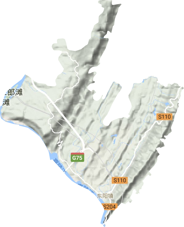 东阳街道地形地图