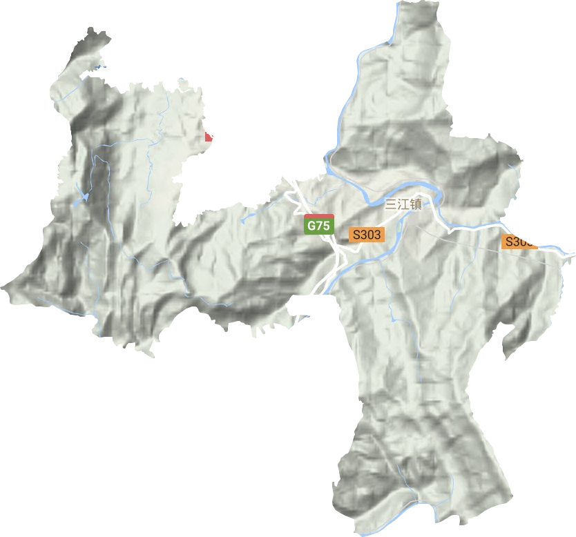 三江街道地形地图