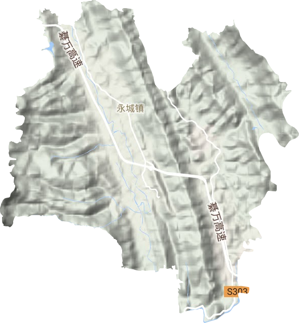 永城镇地形地图