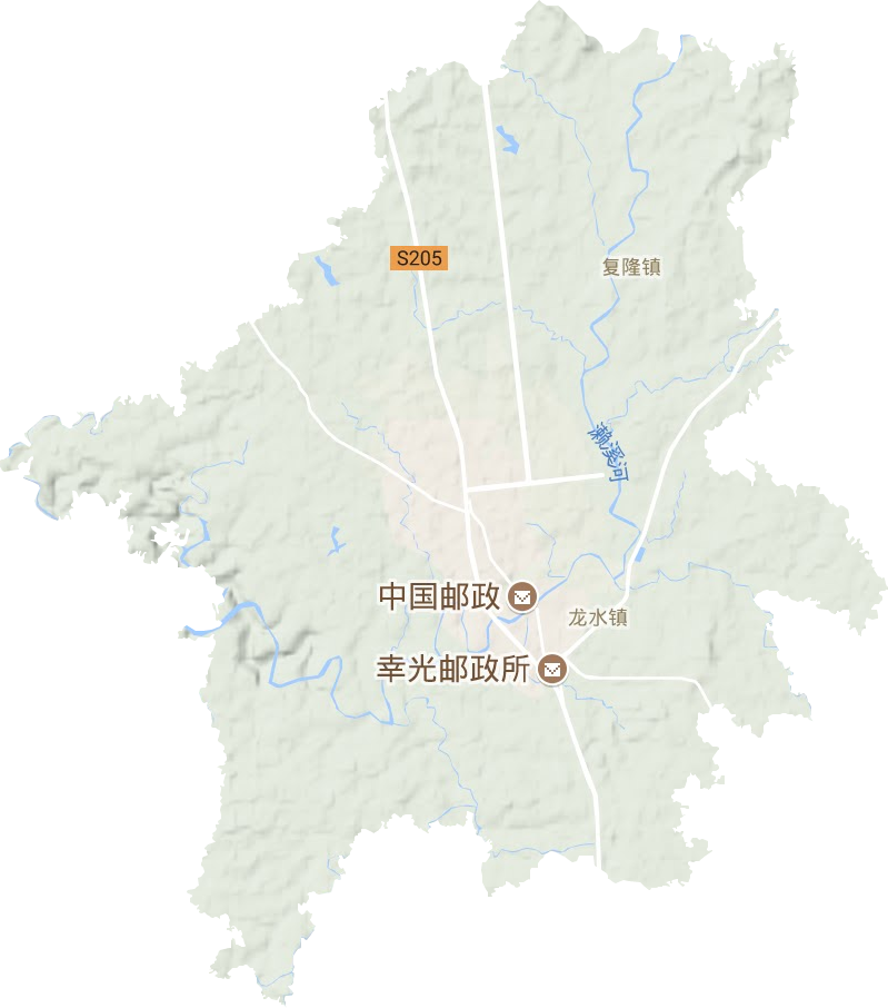 龙水镇地形地图