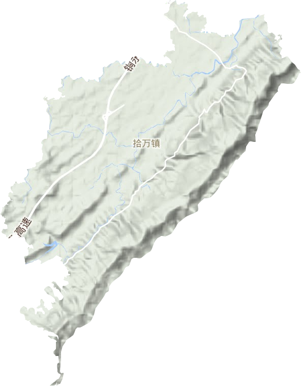 拾万镇地形地图