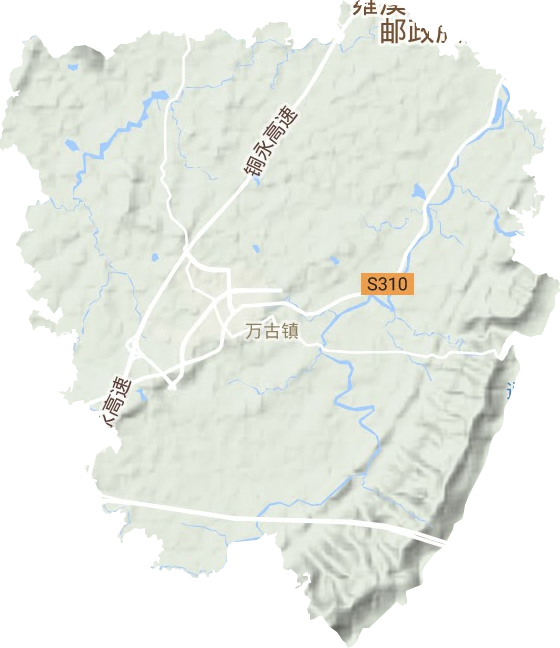 万古镇地形地图