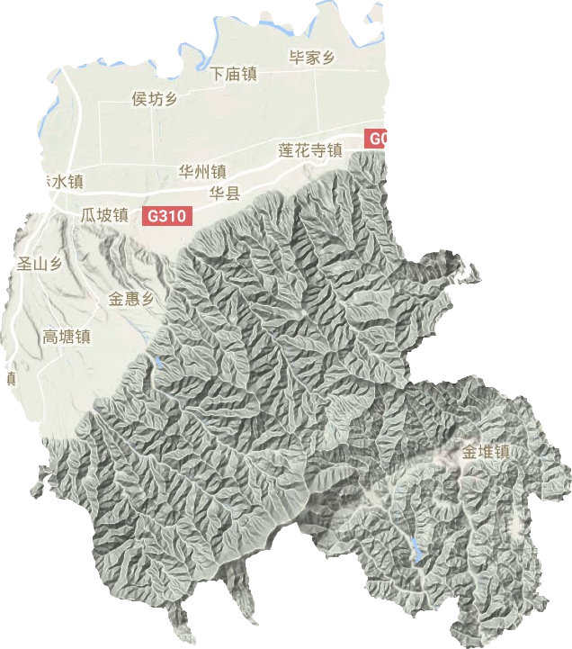 华州区地形地图